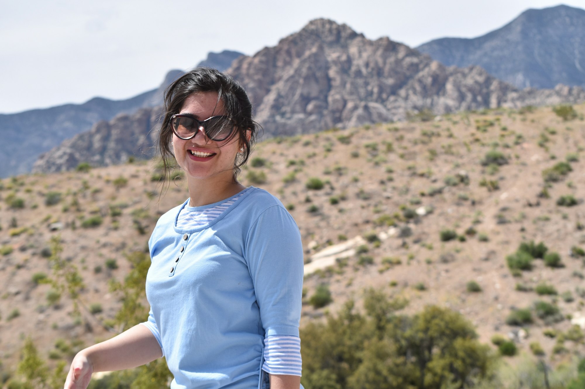 Young woman with sunglasses at Red Rock Canyon outside Las Vegas